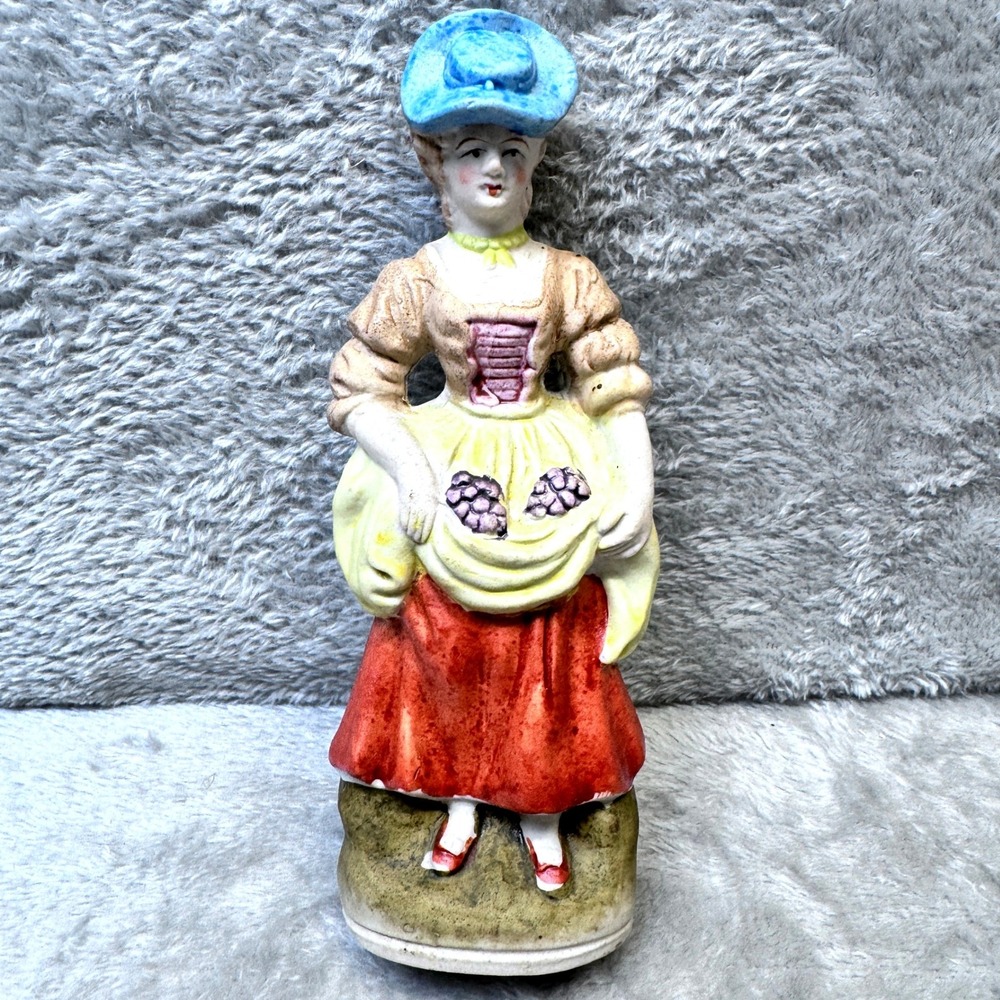 Vintage Hand-Painted Ceramic Occupied Japan Woman‎ Figurine Floral Victorian